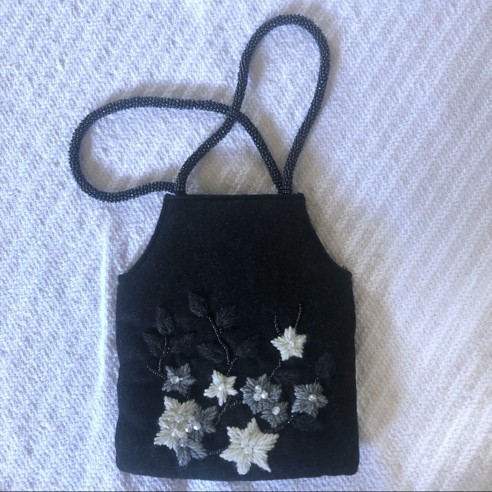 Vintage Grey Wool Wristlet Bag
